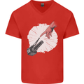 Creation Biker Motorbike Motorcycle Funny Mens V-Neck Cotton T-Shirt Red