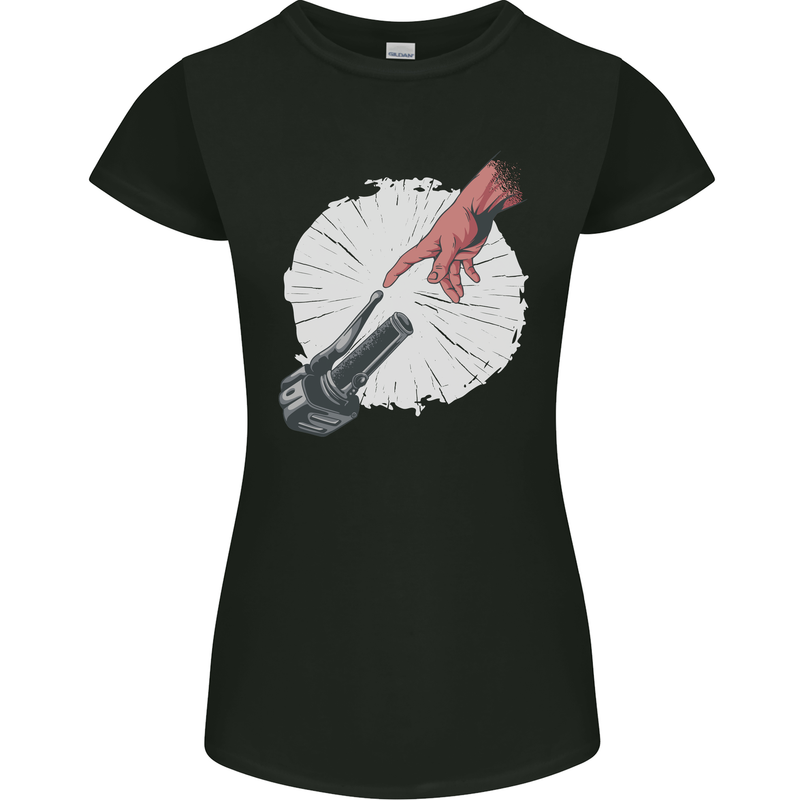 Creation Biker Motorbike Motorcycle Funny Womens Petite Cut T-Shirt Black