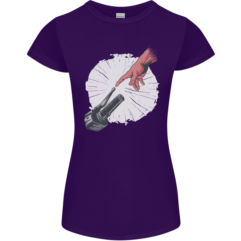 Creation Biker Motorbike Motorcycle Funny Womens Petite Cut T-Shirt Purple