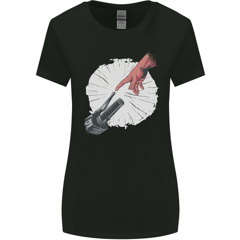 Creation Biker Motorbike Motorcycle Funny Womens Wider Cut T-Shirt Black
