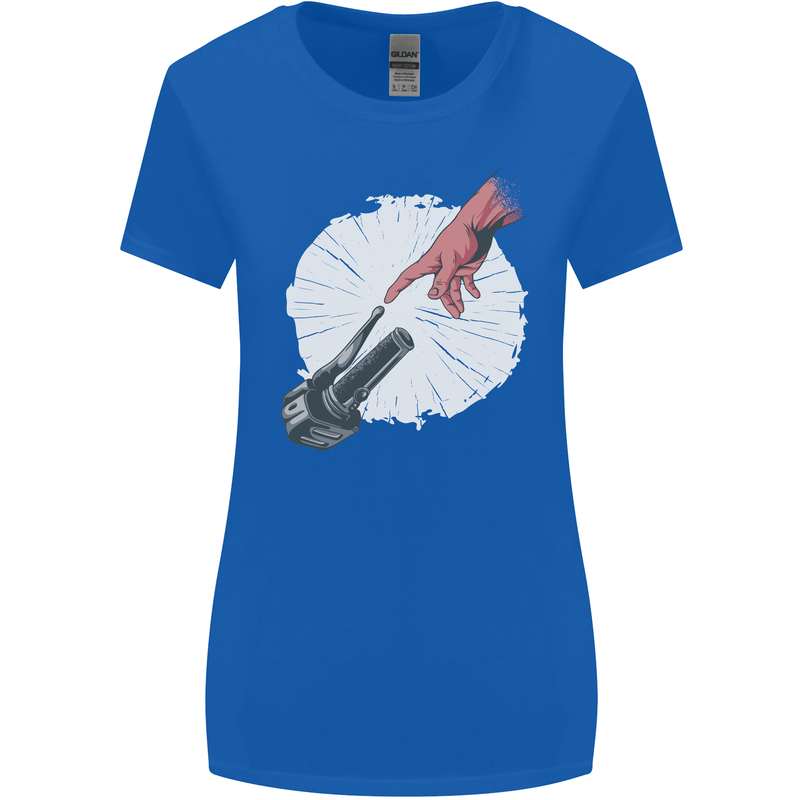 Creation Biker Motorbike Motorcycle Funny Womens Wider Cut T-Shirt Royal Blue