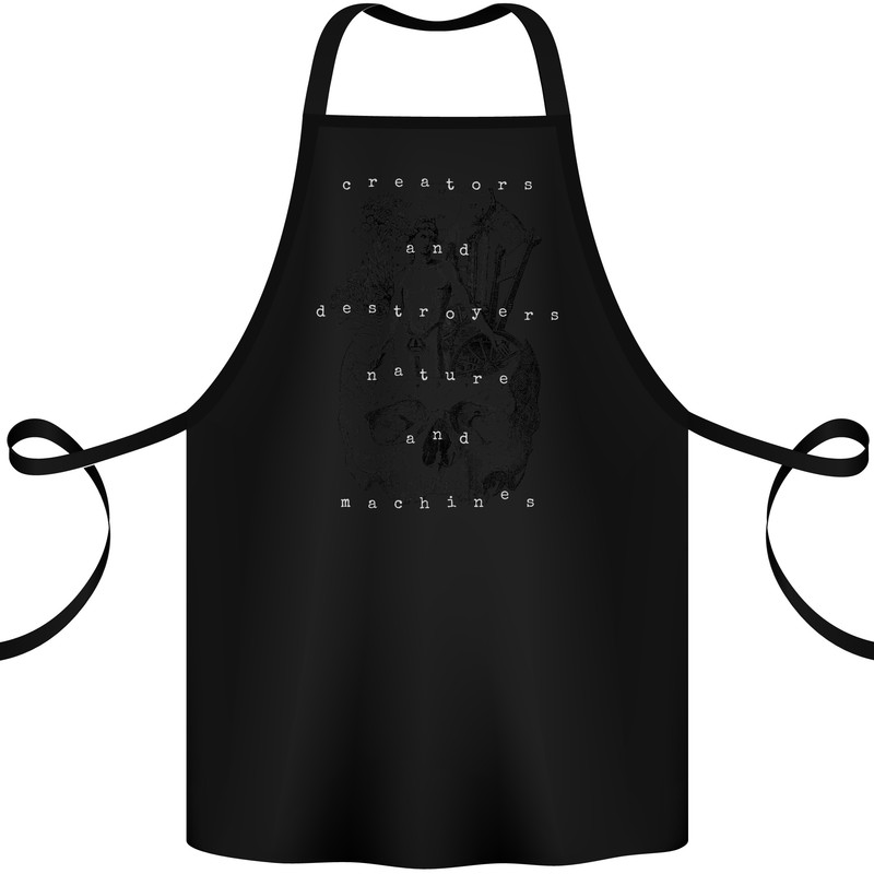 Creators Destroyers Obscure Makabra, Skull Cotton Apron 100% Organic Black