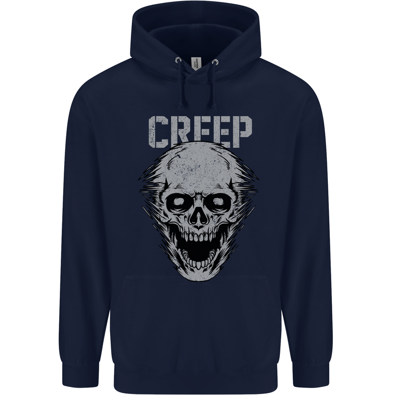 Creep Human Skull Gothic Rock Music Metal Childrens Kids Hoodie Navy Blue