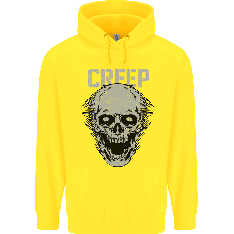 Creep Human Skull Gothic Rock Music Metal Childrens Kids Hoodie Yellow