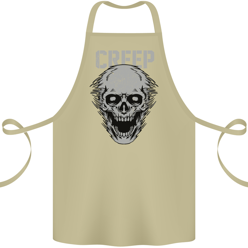 Creep Human Skull Gothic Rock Music Metal Cotton Apron 100% Organic Khaki