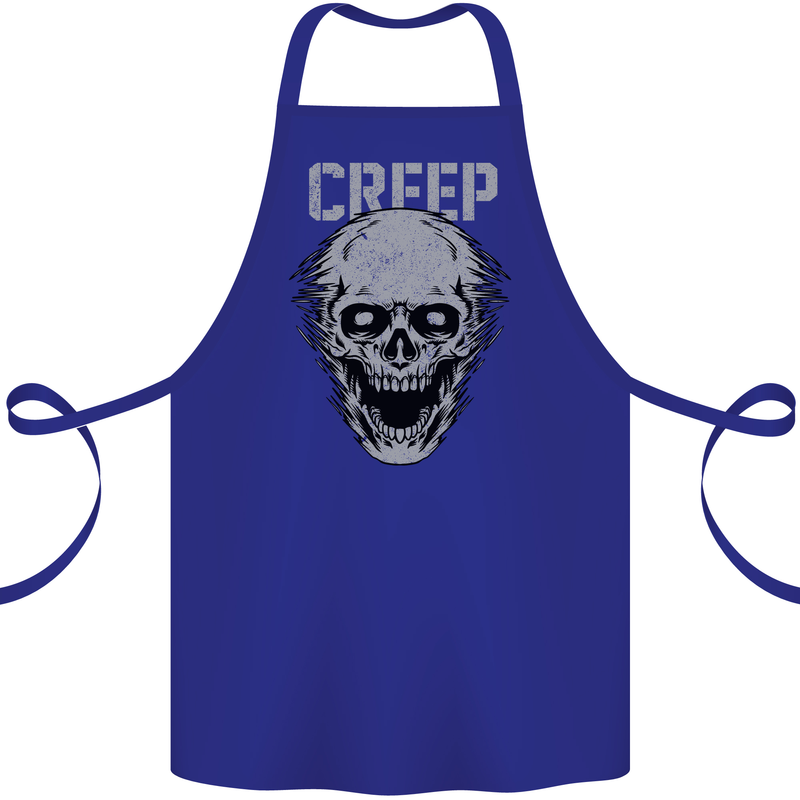 Creep Human Skull Gothic Rock Music Metal Cotton Apron 100% Organic Royal Blue