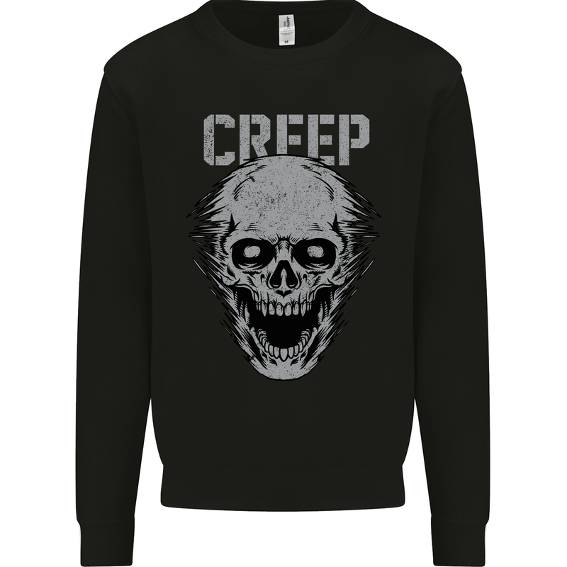 Creep Human Skull Gothic Rock Music Metal Kids Sweatshirt Jumper Black