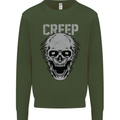 Creep Human Skull Gothic Rock Music Metal Kids Sweatshirt Jumper Forest Green