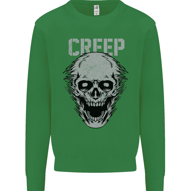 Creep Human Skull Gothic Rock Music Metal Kids Sweatshirt Jumper Irish Green