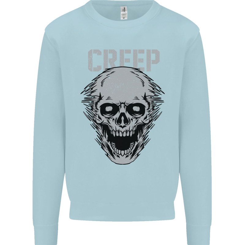 Creep Human Skull Gothic Rock Music Metal Kids Sweatshirt Jumper Light Blue