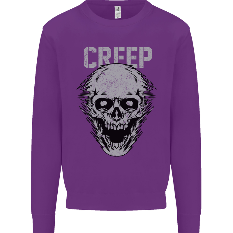 Creep Human Skull Gothic Rock Music Metal Kids Sweatshirt Jumper Purple
