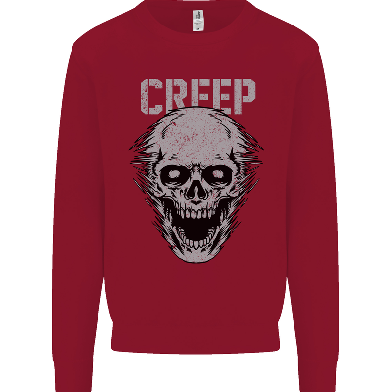 Creep Human Skull Gothic Rock Music Metal Kids Sweatshirt Jumper Red