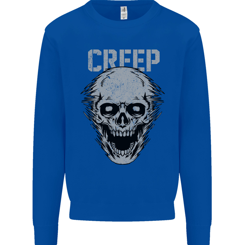Creep Human Skull Gothic Rock Music Metal Kids Sweatshirt Jumper Royal Blue