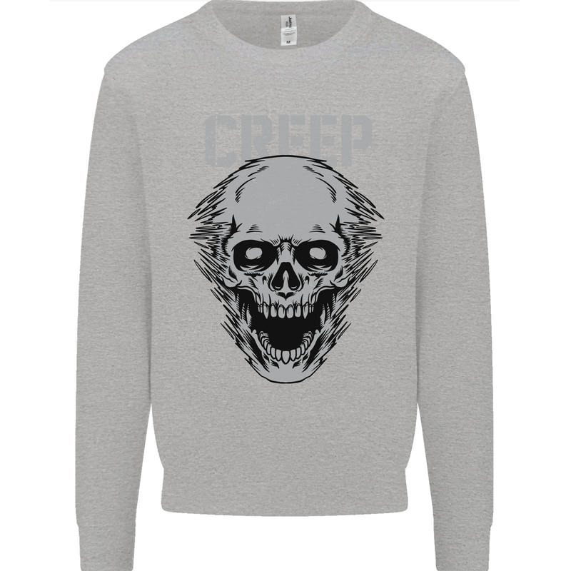 Creep Human Skull Gothic Rock Music Metal Kids Sweatshirt Jumper Sports Grey