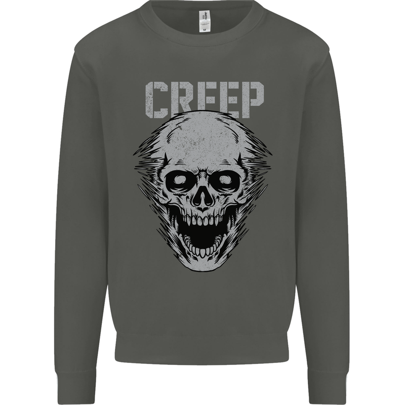 Creep Human Skull Gothic Rock Music Metal Kids Sweatshirt Jumper Storm Grey