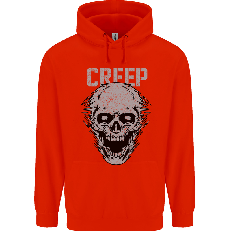 Creep Human Skull Gothic Rock Music Metal Mens 80% Cotton Hoodie Bright Red