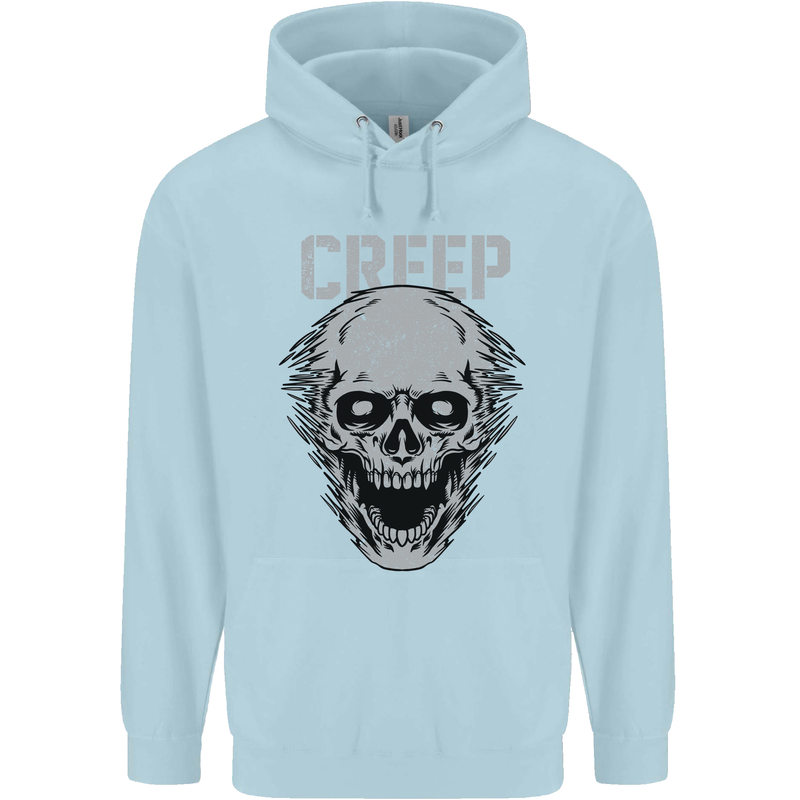 Creep Human Skull Gothic Rock Music Metal Mens 80% Cotton Hoodie Light Blue