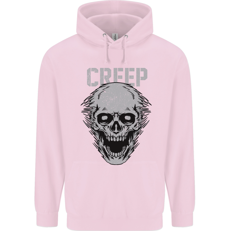 Creep Human Skull Gothic Rock Music Metal Mens 80% Cotton Hoodie Light Pink