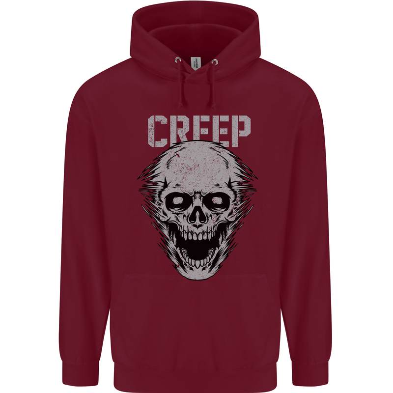 Creep Human Skull Gothic Rock Music Metal Mens 80% Cotton Hoodie Maroon