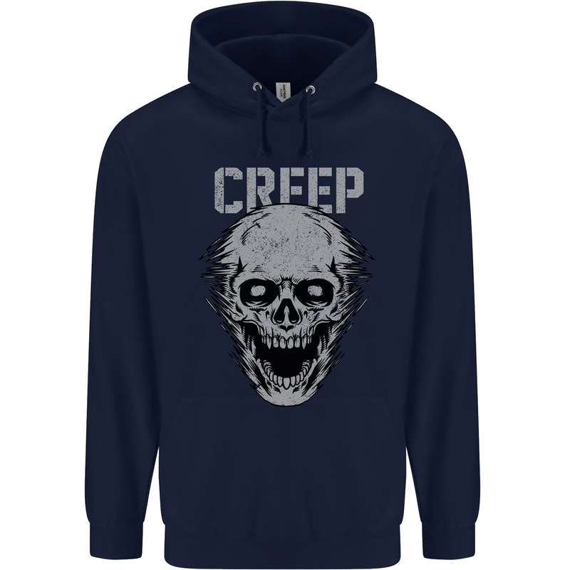 Creep Human Skull Gothic Rock Music Metal Mens 80% Cotton Hoodie Navy Blue