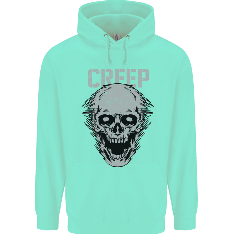 Creep Human Skull Gothic Rock Music Metal Mens 80% Cotton Hoodie Peppermint