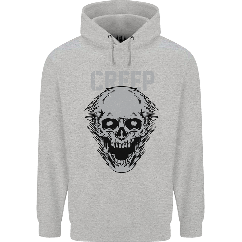 Creep Human Skull Gothic Rock Music Metal Mens 80% Cotton Hoodie Sports Grey