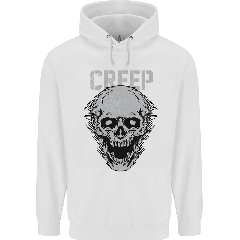Creep Human Skull Gothic Rock Music Metal Mens 80% Cotton Hoodie White