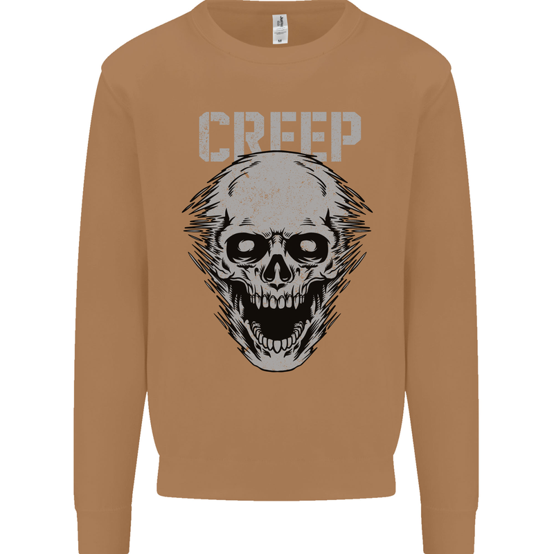Creep Human Skull Gothic Rock Music Metal Mens Sweatshirt Jumper Caramel Latte