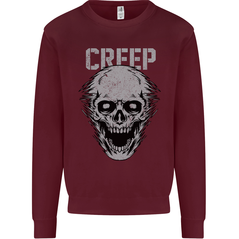 Creep Human Skull Gothic Rock Music Metal Mens Sweatshirt Jumper Maroon