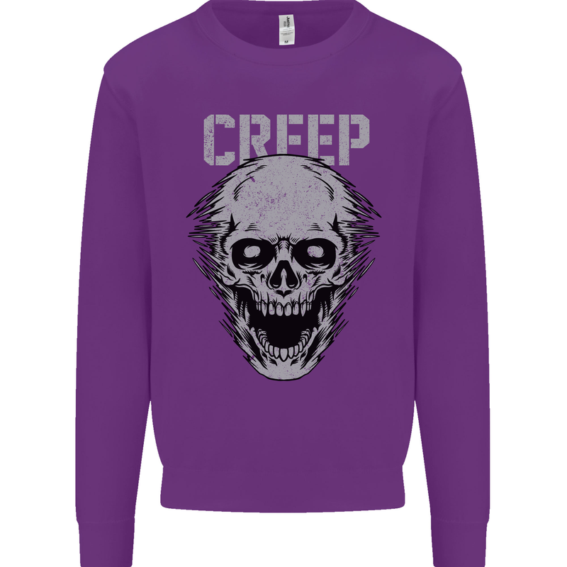 Creep Human Skull Gothic Rock Music Metal Mens Sweatshirt Jumper Purple