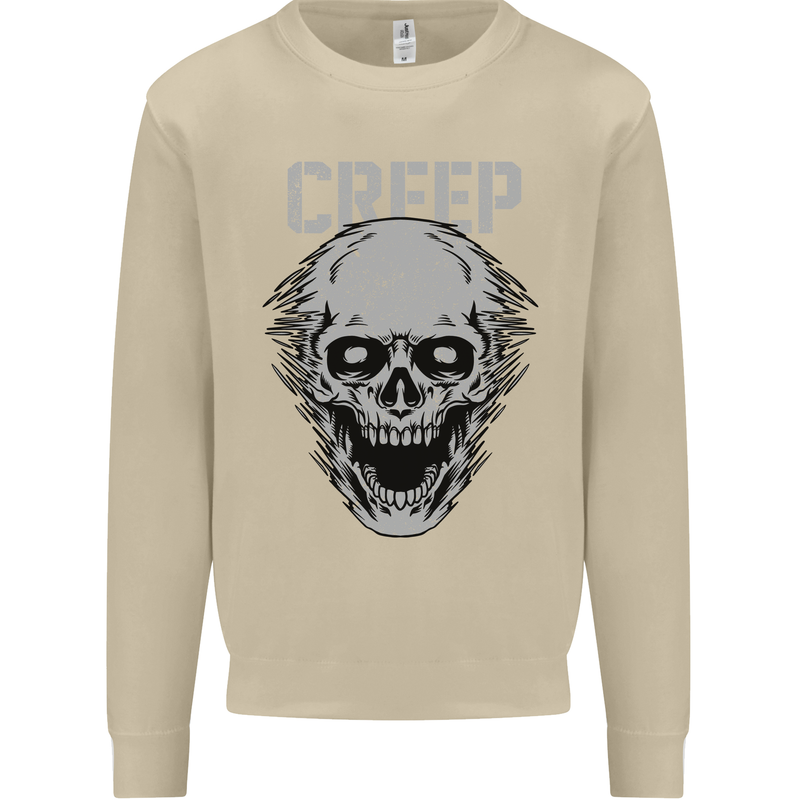 Creep Human Skull Gothic Rock Music Metal Mens Sweatshirt Jumper Sand