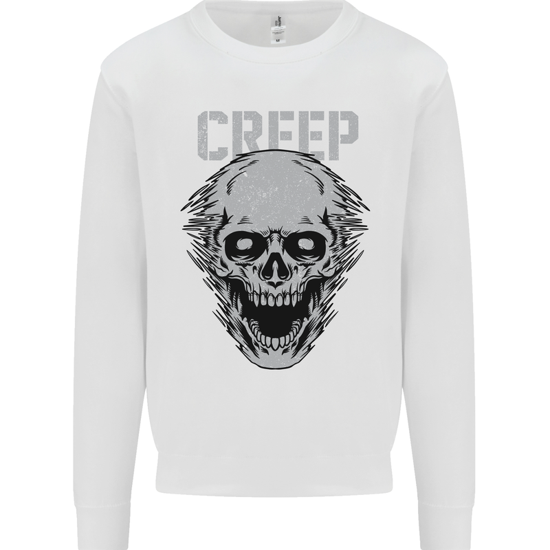 Creep Human Skull Gothic Rock Music Metal Mens Sweatshirt Jumper White