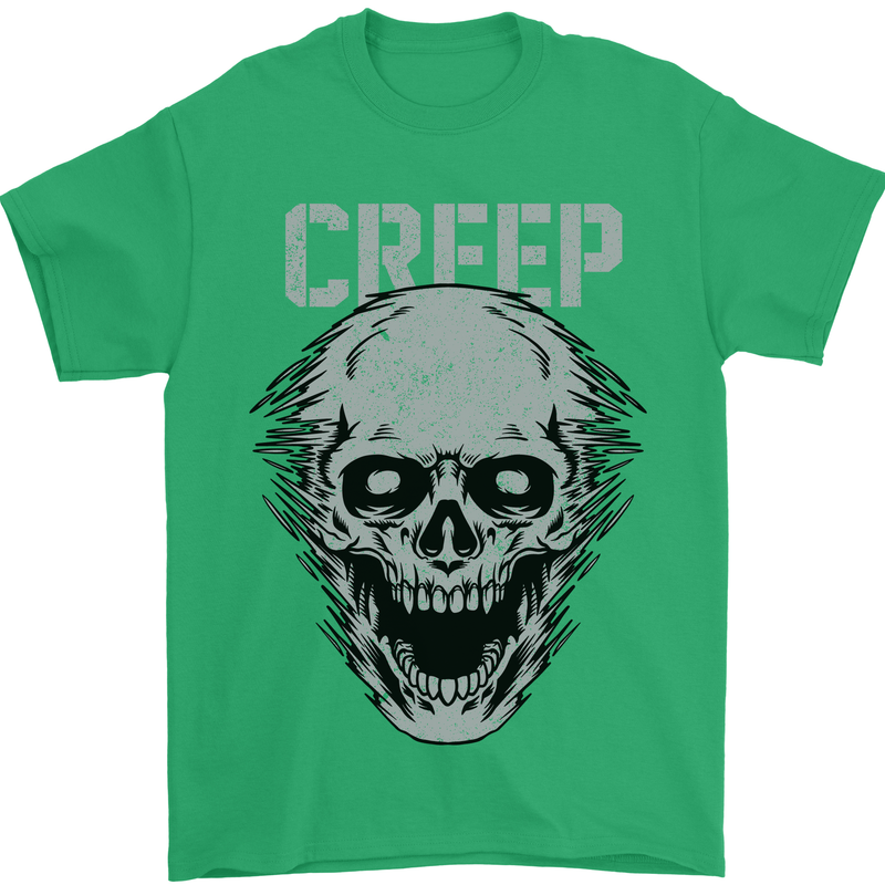 Creep Human Skull Gothic Rock Music Metal Mens T-Shirt Cotton Gildan Irish Green