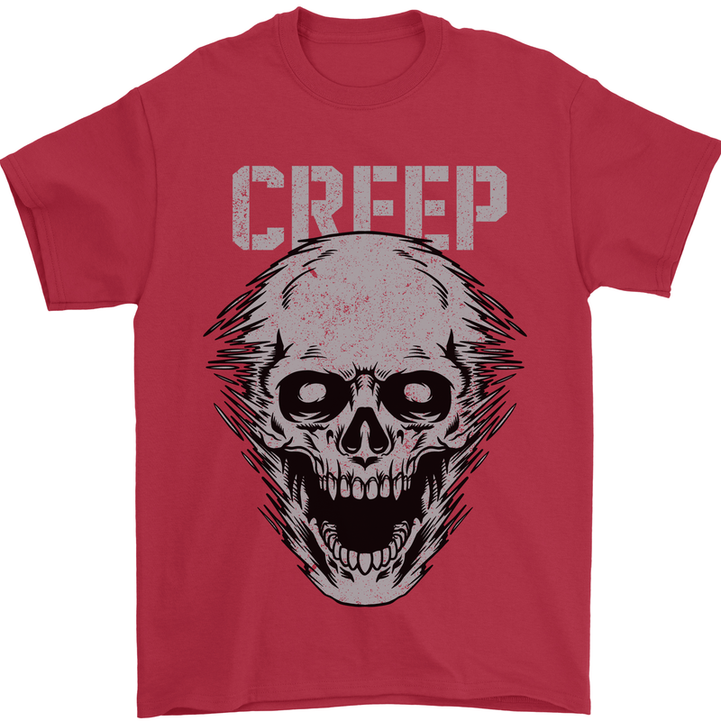 Creep Human Skull Gothic Rock Music Metal Mens T-Shirt Cotton Gildan Red