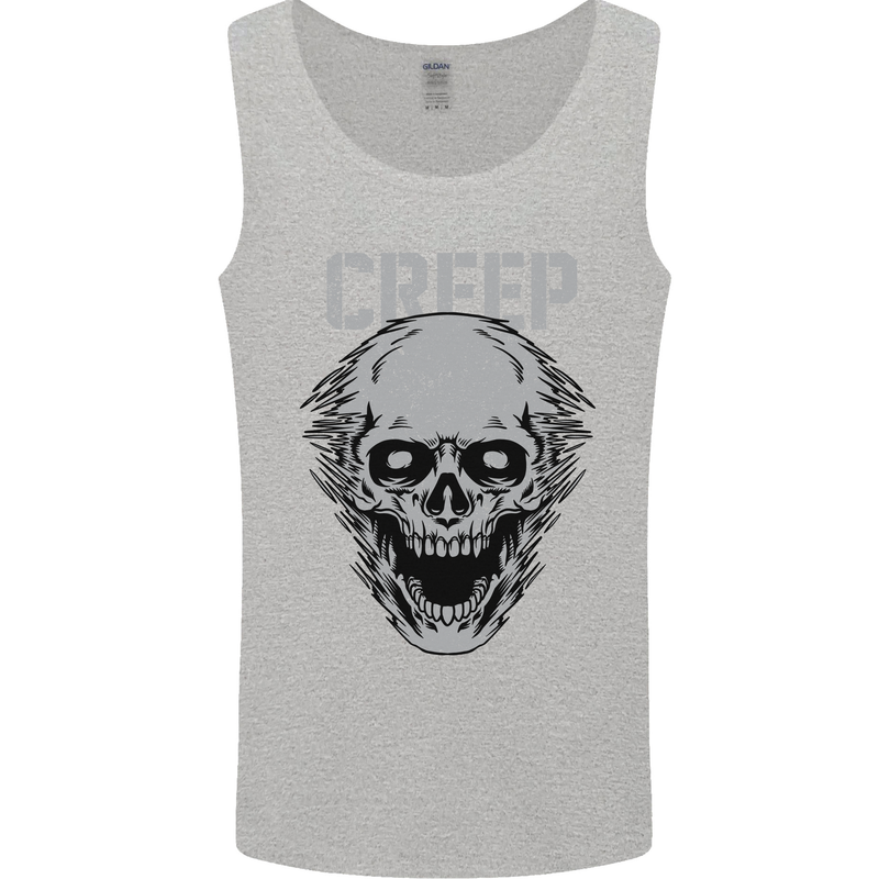 Creep Human Skull Gothic Rock Music Metal Mens Vest Tank Top Sports Grey