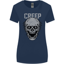 Creep Human Skull Gothic Rock Music Metal Womens Wider Cut T-Shirt Navy Blue