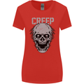 Creep Human Skull Gothic Rock Music Metal Womens Wider Cut T-Shirt Red