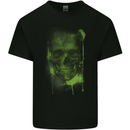 Creepy Green Skull Kids T-Shirt Childrens Black