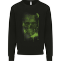 Creepy Green Skull Mens Sweatshirt Jumper Black