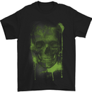 Creepy Green Skull Mens T-Shirt Cotton Gildan Black