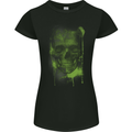 Creepy Green Skull Womens Petite Cut T-Shirt Black
