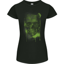Creepy Green Skull Womens Petite Cut T-Shirt Black