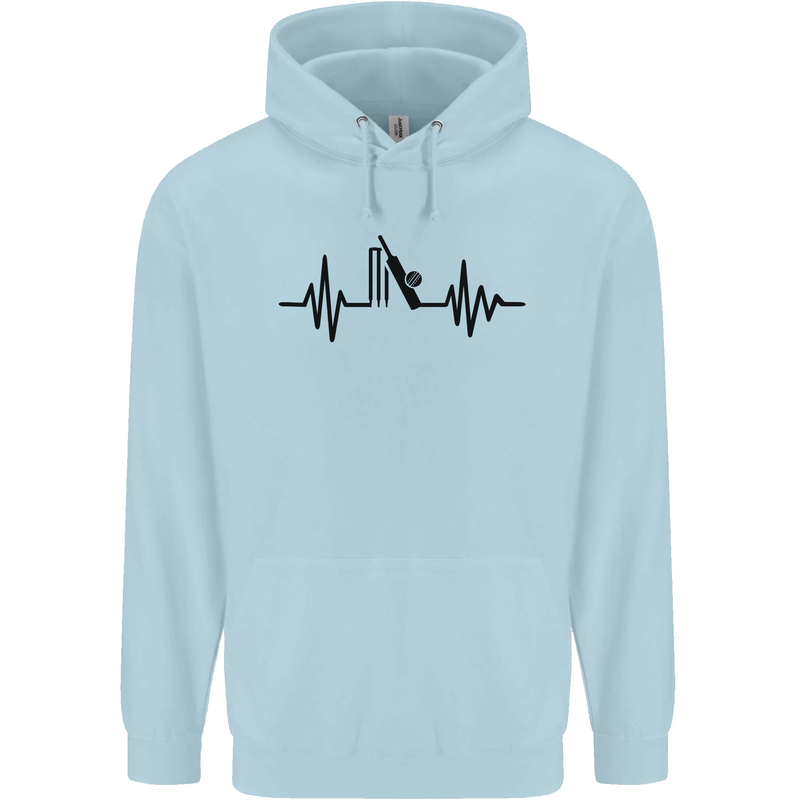 Cricket Pulse Cricketer Cricketing ECG Childrens Kids Hoodie Light Blue