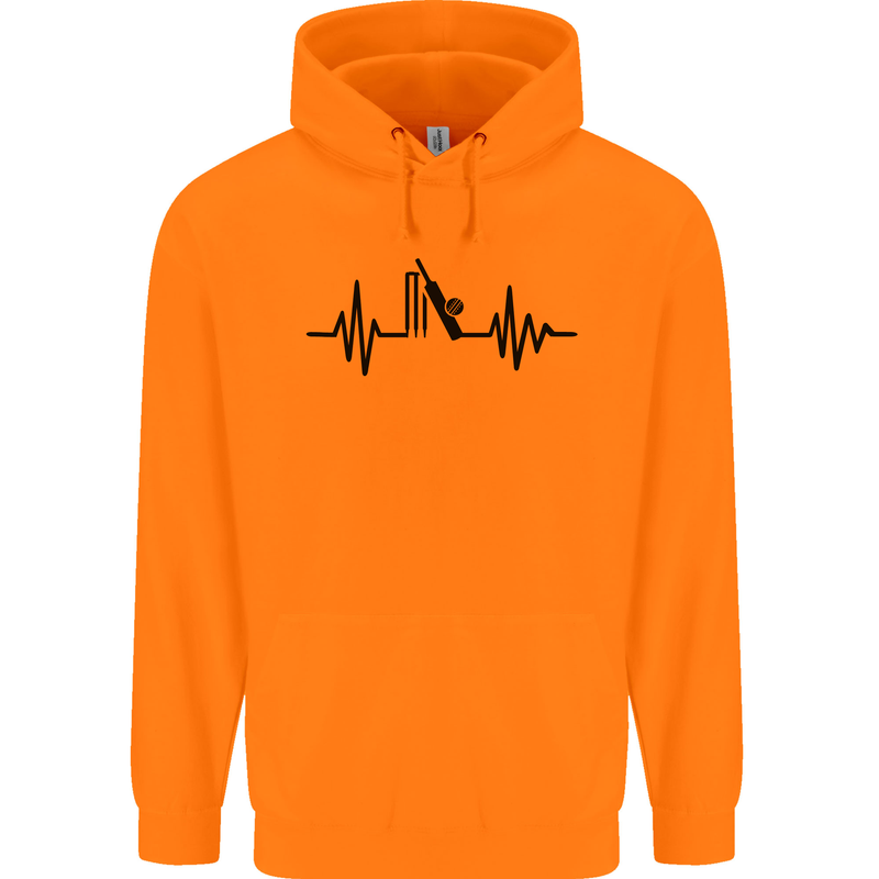 Cricket Pulse Cricketer Cricketing ECG Childrens Kids Hoodie Orange