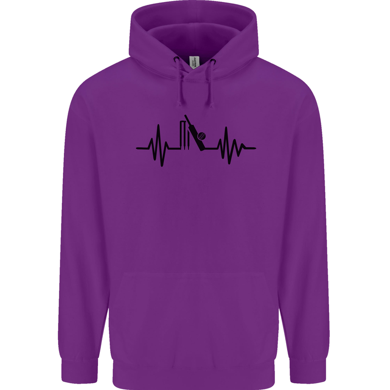 Cricket Pulse Cricketer Cricketing ECG Childrens Kids Hoodie Purple