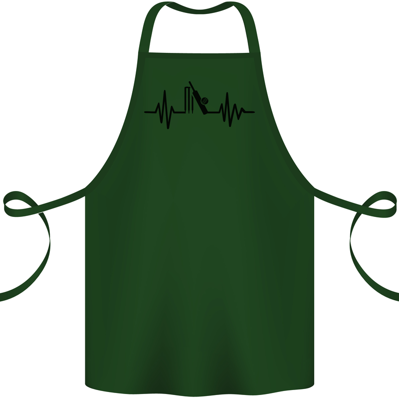 Cricket Pulse Cricketer Cricketing ECG Cotton Apron 100% Organic Forest Green
