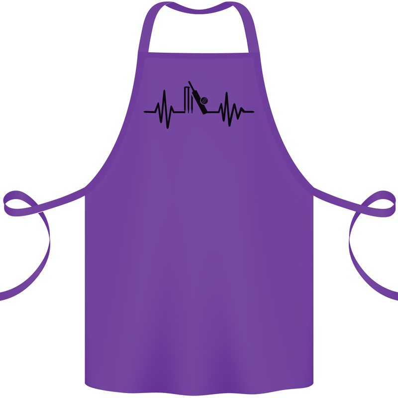 Cricket Pulse Cricketer Cricketing ECG Cotton Apron 100% Organic Purple