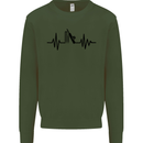 Cricket Pulse Cricketer Cricketing ECG Kids Sweatshirt Jumper Forest Green