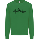 Cricket Pulse Cricketer Cricketing ECG Kids Sweatshirt Jumper Irish Green