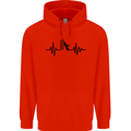 Cricket Pulse Cricketer Cricketing ECG Mens 80% Cotton Hoodie Bright Red